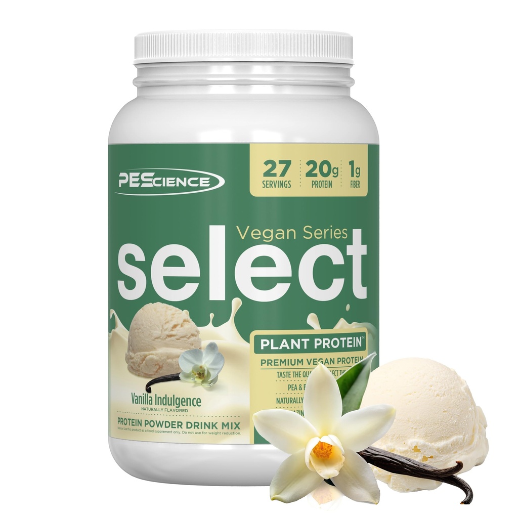 Pescience Pilih Bubuk Protein Vegan, Tanaman Based Protein Powder, Amazing Taste, Smooth Texture, Pea and Brown Rice Blend, Dairy Free, Laktosa Free, Gluten Free - Vanilla Indulgence, 27 Servis