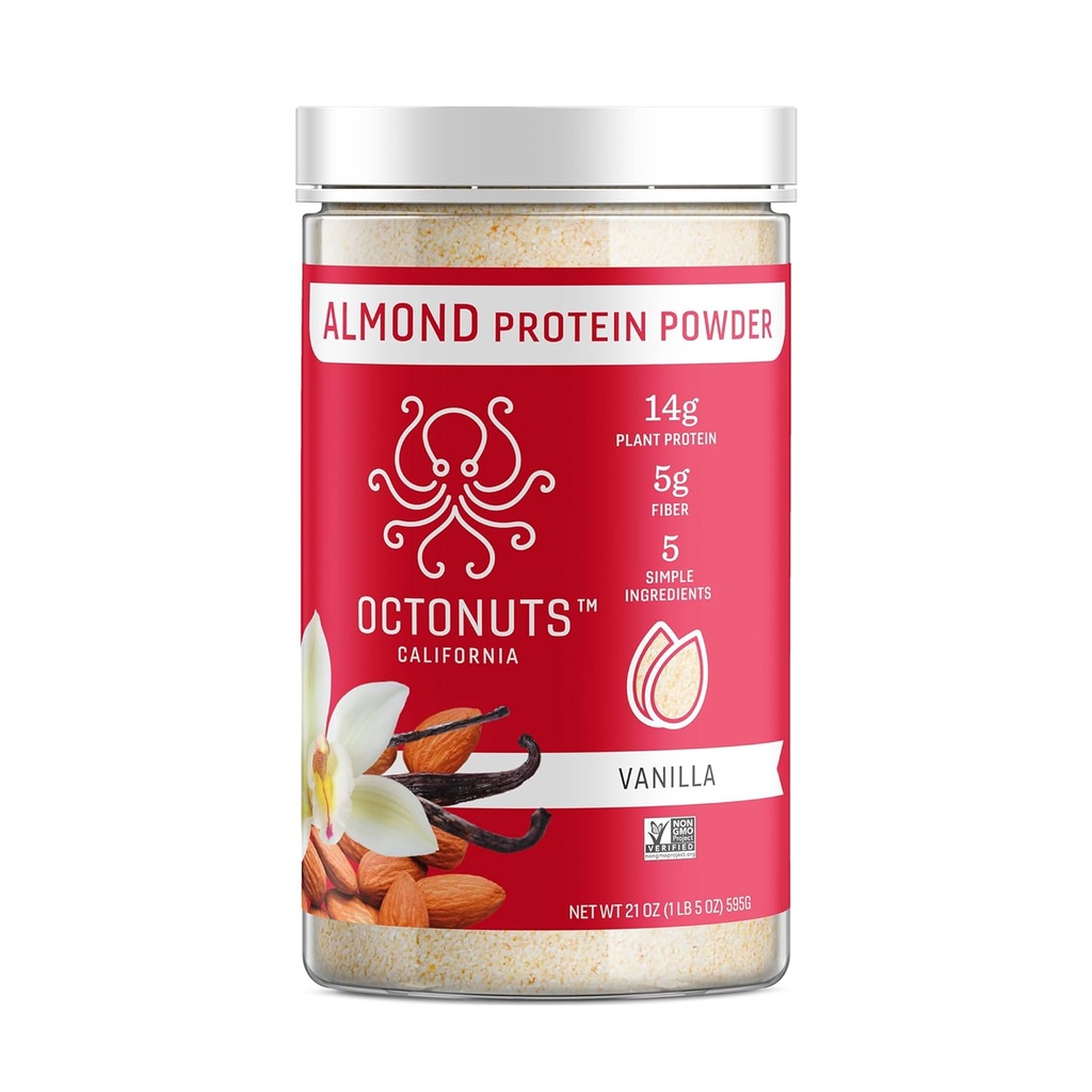 Octonuts Vanilla Almond Protein 21oz - Tanaman berbasis Vegan Protein - Cerah Karb Rendah Bersih dengan 14g Protein, 5g Fiber - Keto, Paleo, Gluten Bebas, Non-Dairy - saya berurusan untuk Shakes, Smoothies, atau Baking