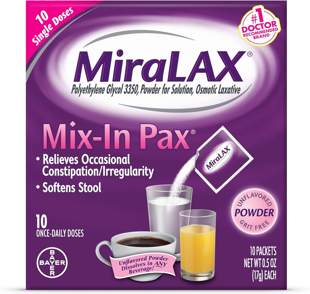 MiraLAX Laxative Powder Packet 10,0 ea. (Quantity of 5)