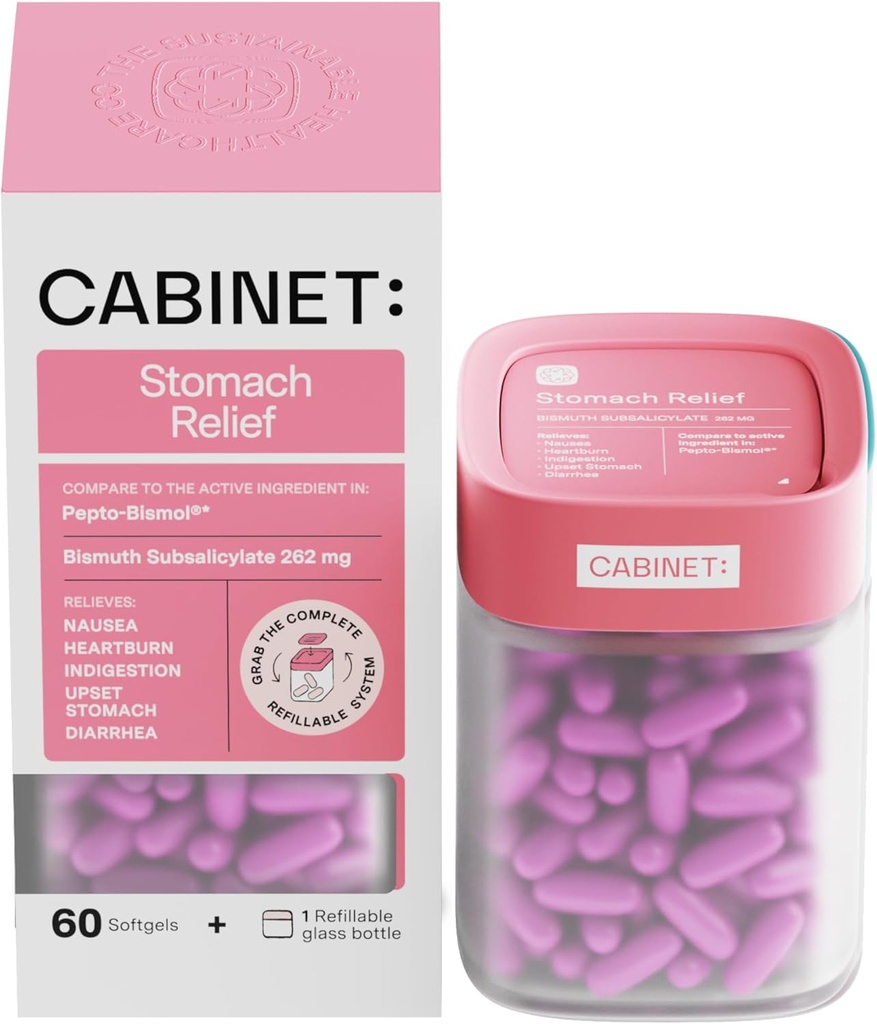 Kabinet: Relief Perut Bismuth Subsalicylate 262mg, 60 Count 124; Anti- Diarrheal Relief for Upset Stomach, and Inditraffic (Starter Kit)