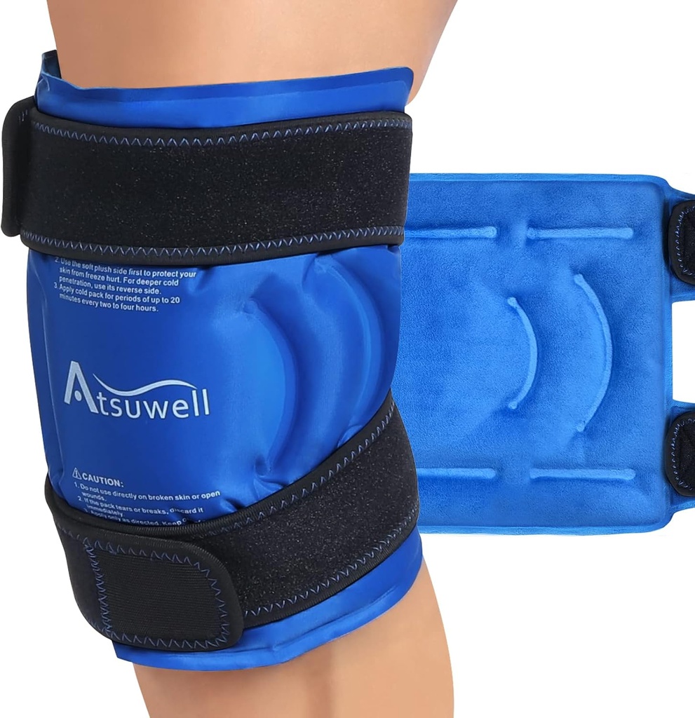 Atsuwell Ice Pack for Knee, Reconable Gel Ice Wraps for Knee, Flexible Cold Compress Cold Pack for Knee, Elbow, Shin, 1 Pack