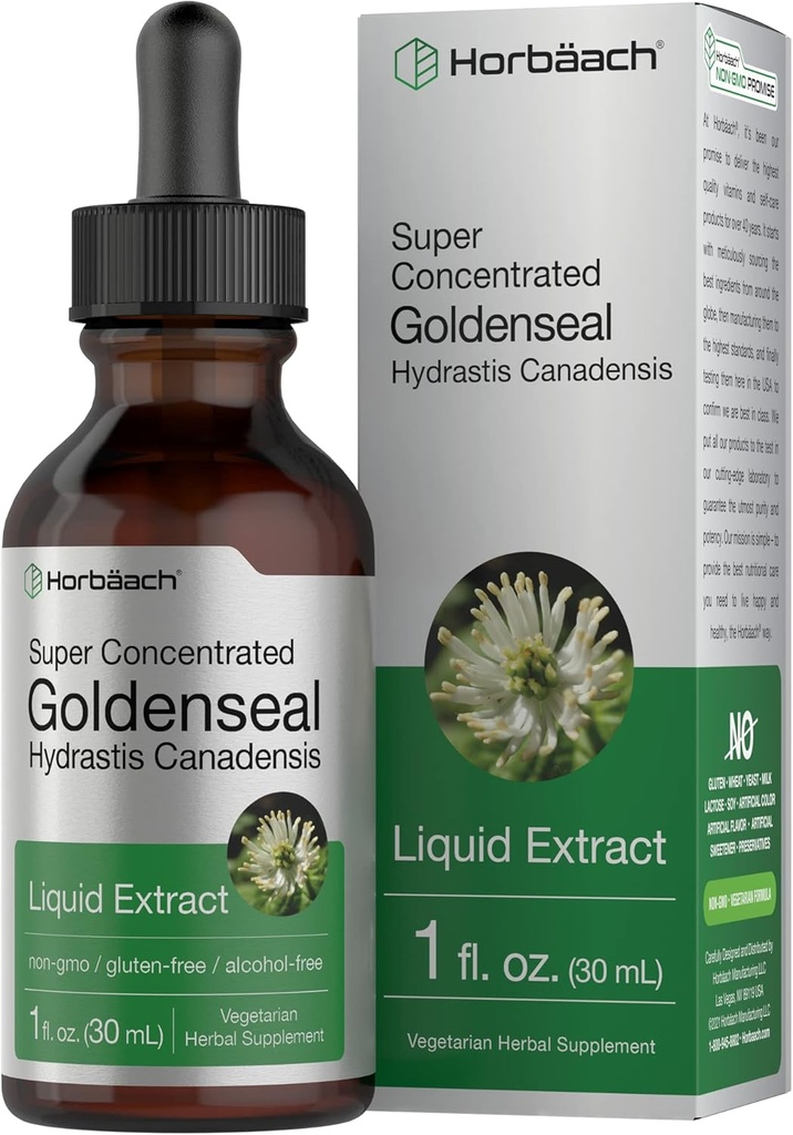 Horbäach Goldenseal Root Tincture 124; 1 Fl Oz 124; Ekstraksi Liquid Suplement Of4; Hydraensis Canadsis Herb Drops 124; Alkohol 124; Vegetarian, Non-GMO, dan Gluten Free