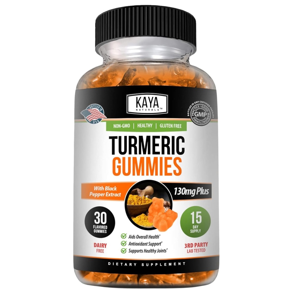 Gummies Suplemen Turmeric Kaya Suplemen Gummies - Murni Alam Turmeric - Turmeric Ginger Gummies - 30 Count Gummy - Turmeric dengan Ekstrak Pepper Hitam