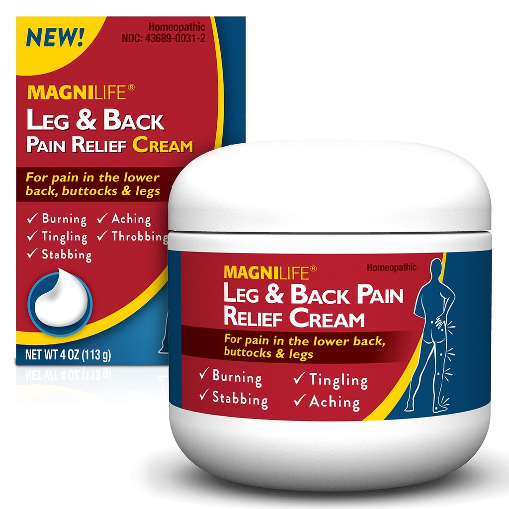 MagniLife Leg & Back Pain Relief Cream, Fast- Acting Pain Relief, Altually Soothe Burning, Ringling and Stabbing Pains with Aloe and Calendula - 4oz