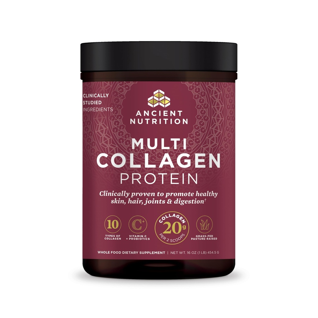 Protein Powder Powder Nutrition Kuno dengan Propinsi, Protein Multi Collagen Tanpa Rasa dengan Vitamin C, 45 Servis, Collagen Peptides Dihidrolized Support Skin dan Nails, Gut Health, 16oz