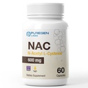 Lab Puregen N- Acetyl- L- Cysteine (NAC) 600mg, Antioksidant Suplemen Dukungan, NAC 600 mg, Mudah Absorb - 60 Vegetarian Capsules
