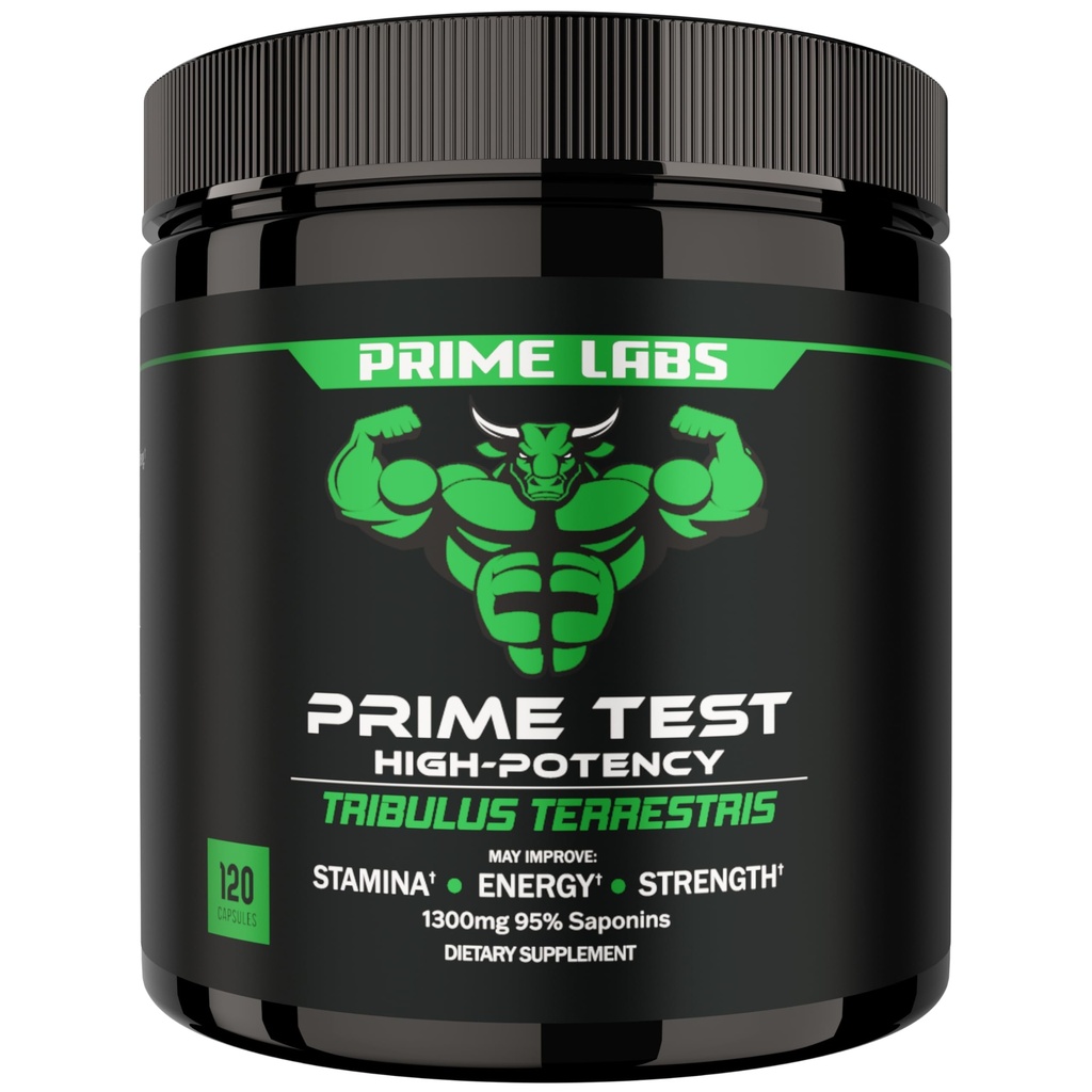 Tribulus Terrestris Prime Labs untuk Men 1300mg - diperbesar dengan 95% Saponins - Energi, Vitalitas, Kekuatan - 120 Count