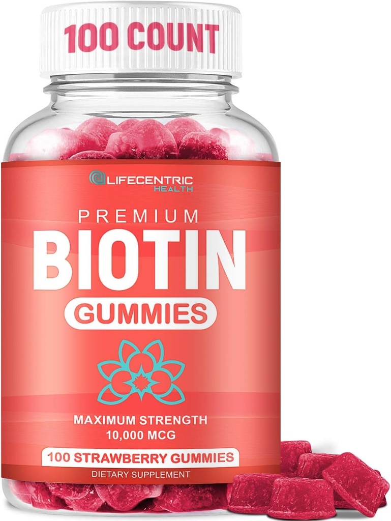 Gumi Biotin untuk Pertumbuhan Rambut 124; Max Kekuatan Biotin 1000mcg Preventing Thinning dan Los 124; Chewable Biotin Suplemen Untuk Perempuan Pria dan Anak-Anak; 100 Count Vegan Gummies Rambut untuk Rambut dan Kulit