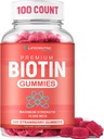 Gumi Biotin untuk Pertumbuhan Rambut 124; Max Kekuatan Biotin 1000mcg Preventing Thinning dan Los 124; Chewable Biotin Suplemen Untuk Perempuan Pria dan Anak-Anak; 100 Count Vegan Gummies Rambut untuk Rambut dan Kulit