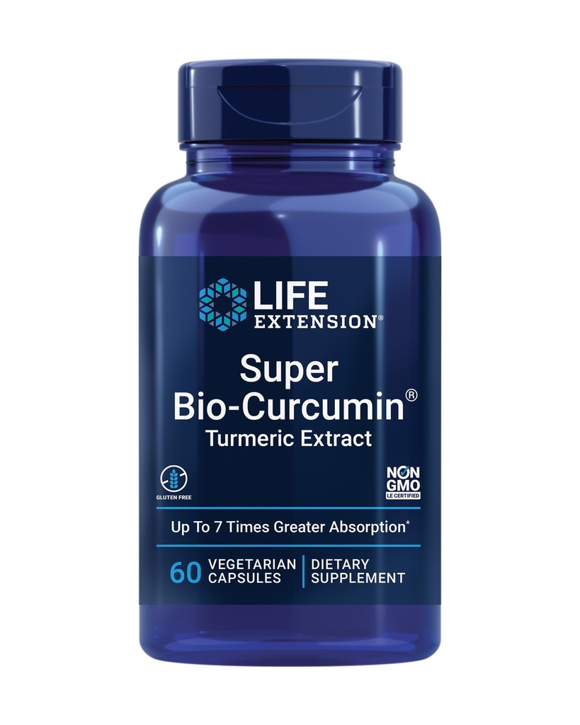 Life Extension Super Bio- Curcumin Turmeric Extract - Highly-Absorbable Curcumin for Whole-Body Health Support - Gluten- Free, Non-GMO, Vegetarian - 60 Vegetarian Capsules