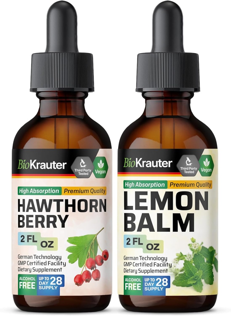 BIO KRAUTER Hawthorn Titture 2 Fl Oz. & Lemon Balm Tincture 2 Fl.