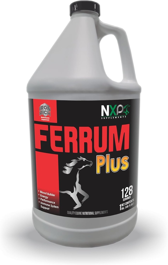 Ferrum Plus - Iron Rich Blood Support Energy Performance Ammune System Suplemen Performance for Horses by NXP Suplemen - 1 Gallon (128 oz)