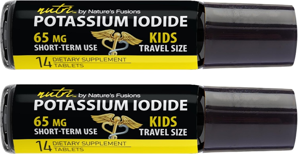 (2 Paket) Nutri Potasium Iodide Tablets 65 mg - Anak Perjalanan Ukuran 14 Tablet Potasium Iodide Pill - Potasium Iodium 65 mg - YODO Naciente Ki Pills (28 Tablet)