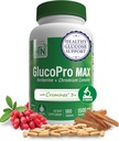 Health Thru Nutrition GlucoPro Max - dengan 1.500mg Berberine, Chromex + Chromium, dan 1.000mg Cinnamon 124; Vegan, Non- GMO, Gluten Free 124; Kemasan 180