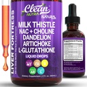 Bersihkan Nutraceuticals Milk Thistle NAC Liver Cleanse Detox & Repair Support Liquid Drops with Dandelion Extract, Artichoke, Chanca Piedra, Choline, L-Glutathione, Burdock, Schisandra