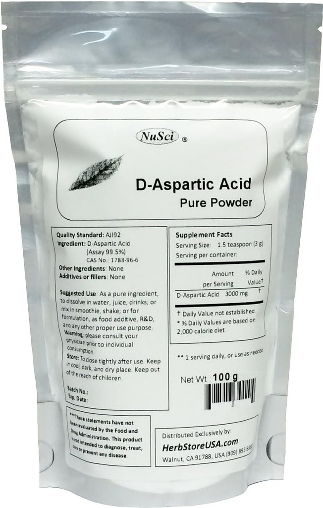 Standar Kualitasnya D-Aspartic Acid (DAA) murni (100 Grams (3.52 oz))))