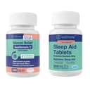 WELMATE Nighttime Wellness Bundle: Musus Relief Guaimtenesin 600mg Muscus Relief (200 Ct) & Doxylamine Succinate 25mg Sleep Aid (200 Ct) Advance 124; Extended Relief for Restful Sleep
