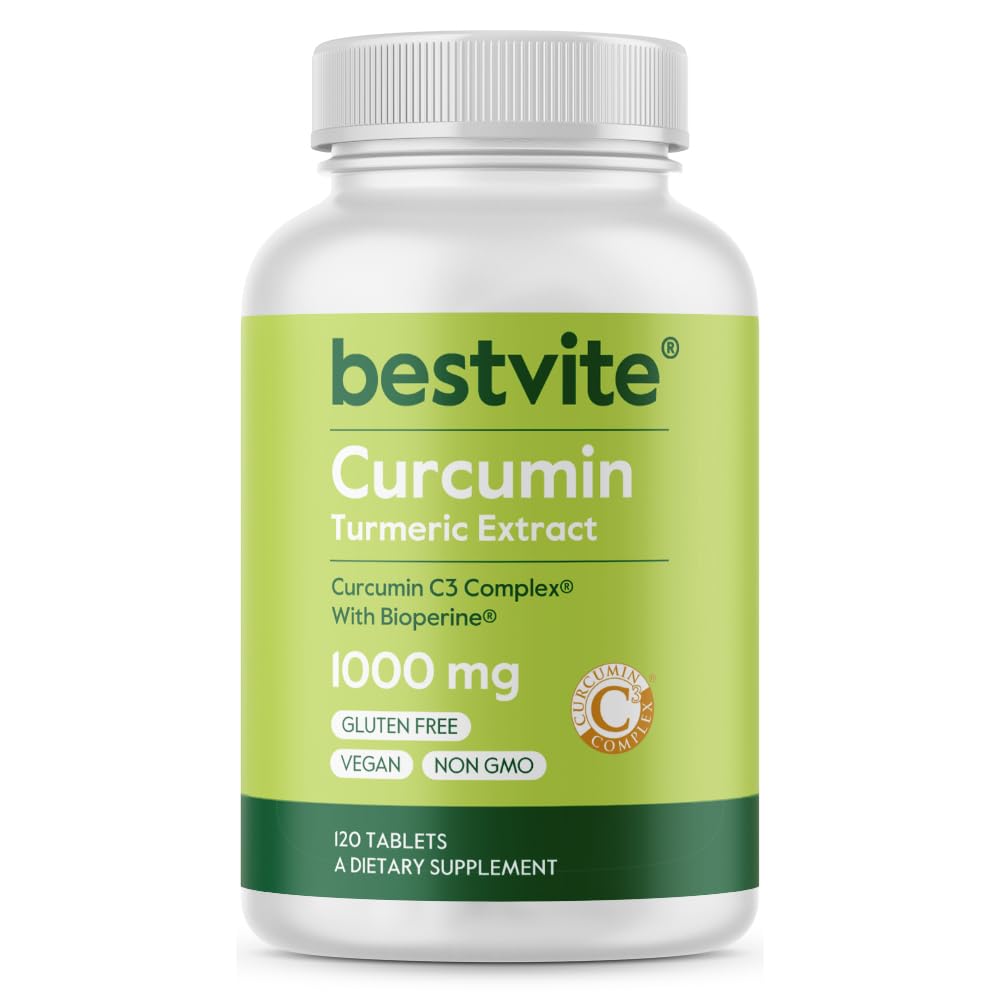 Curcumin 1000mg (Turmeric) (120 Tablet) Dibuat dengan Curcumin C3 Kompleks & Bioperine - Standardisasi menjadi 95% Curcuminoid - Vegan