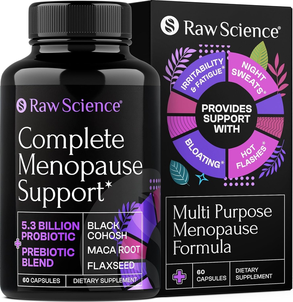 Suplemen Menopause bagi Perempuan - Black Cohosh untuk Menopause Hot Flashes, Night Sweets & Hormone Saldo dengan DIM, Vitex, Dong Quai, Red Clover - Complete Menopause Dumpinal Sualth, 60 Capsules