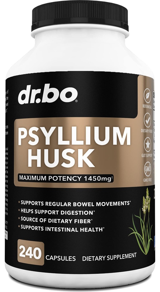 Psyllium Husk Capsule Fiber Supplement - Natural Powder Capsules for Constipation Relief for Adulants - Nuttrationary Soluble Fiber Pill & Daily Regularitas Dukungan - Bibit Husks Ditraffic Suplemen Bolak