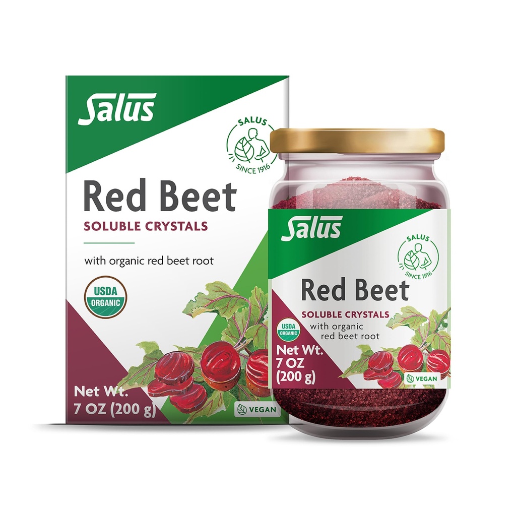 Salus Red Beet Crystals - Organic Nuttration Beet Root Powder Mix - Superfood Powder Suplemen dengan Vitamin C, Flolate, Magnesium & Potasium - 7 oz