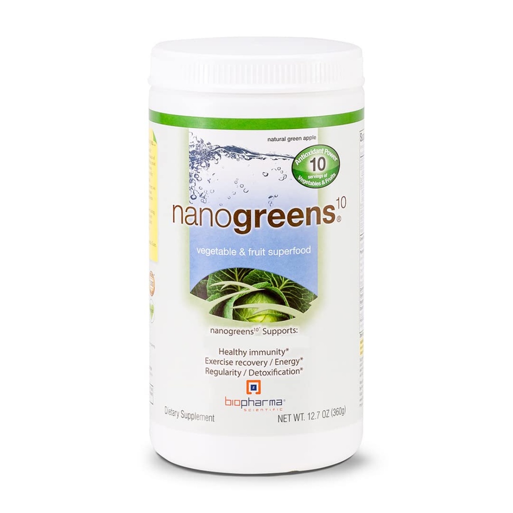 Biopharma Ilmiah Nanogreens: Menyambut Superfood Fruit & Vegetable Powder untuk Kesehatan Digetical & Imuniunity dengan Spirulina, Chlorella, Kale, Spinach, Plant Based, Green Apple Flavor, 30 Services