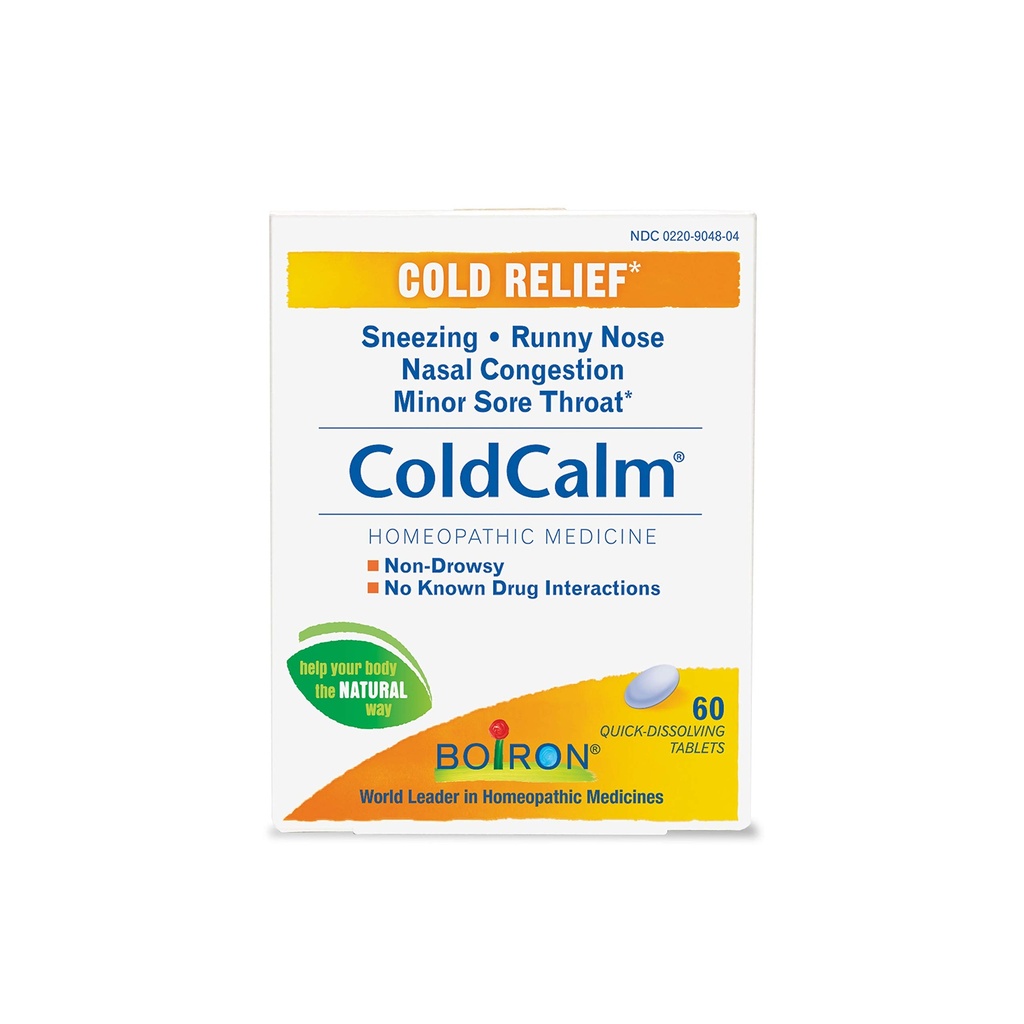 Boiron ColdCalm Tablets for Relief of Common Cold Symptoms Such as Sneezing, Runny Nose, Sore Throat, and Nasal Congestion - Non-Drowsy - 60 Count (2 Pack)