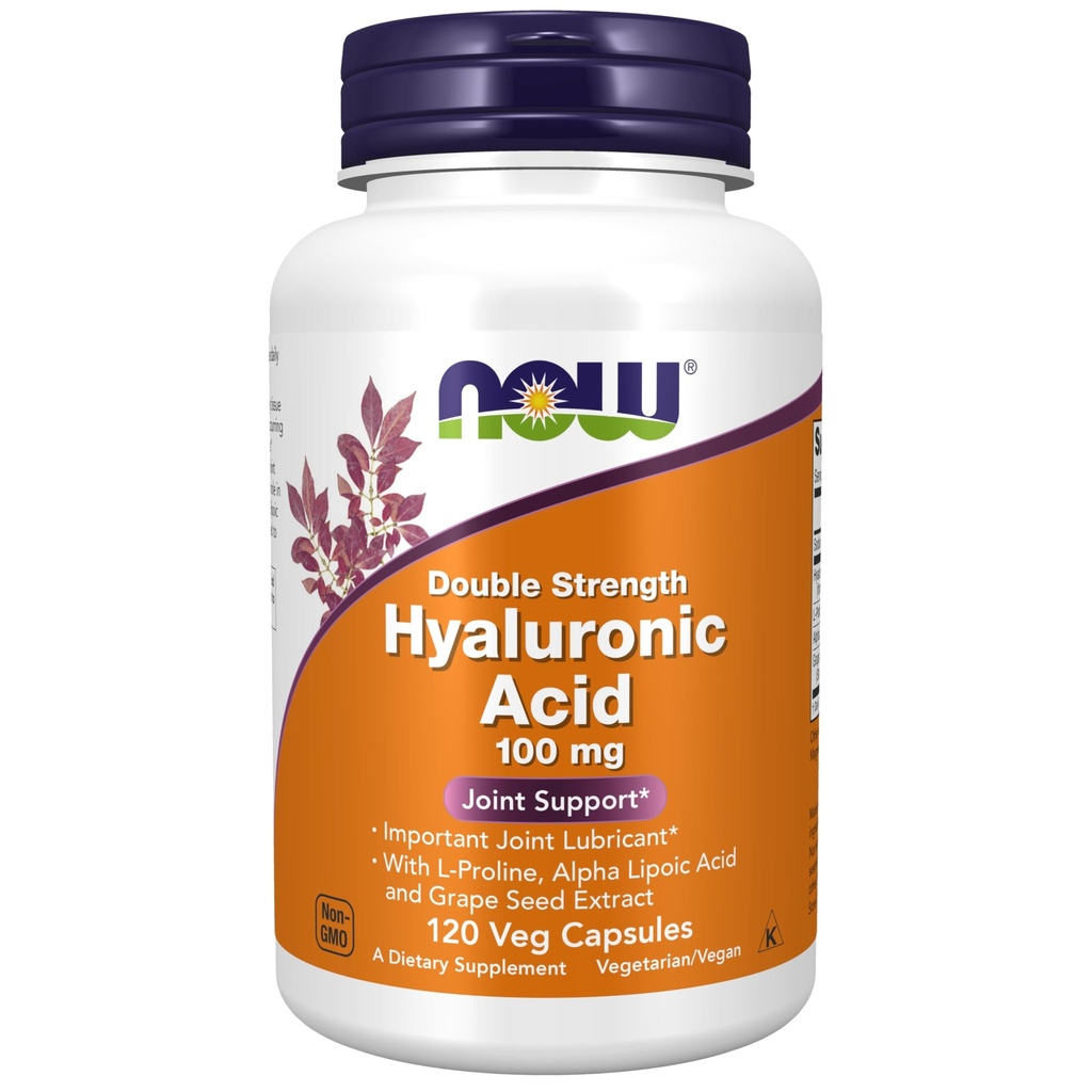 Sekarang Makanan Suplemen, Acid Hyaluronic 100 mg, Kekuatan Ganda dengan L- Proline, Alpha Lipoic Acid dan Ekstrak Benih Grape, 120 Veg Kapsul