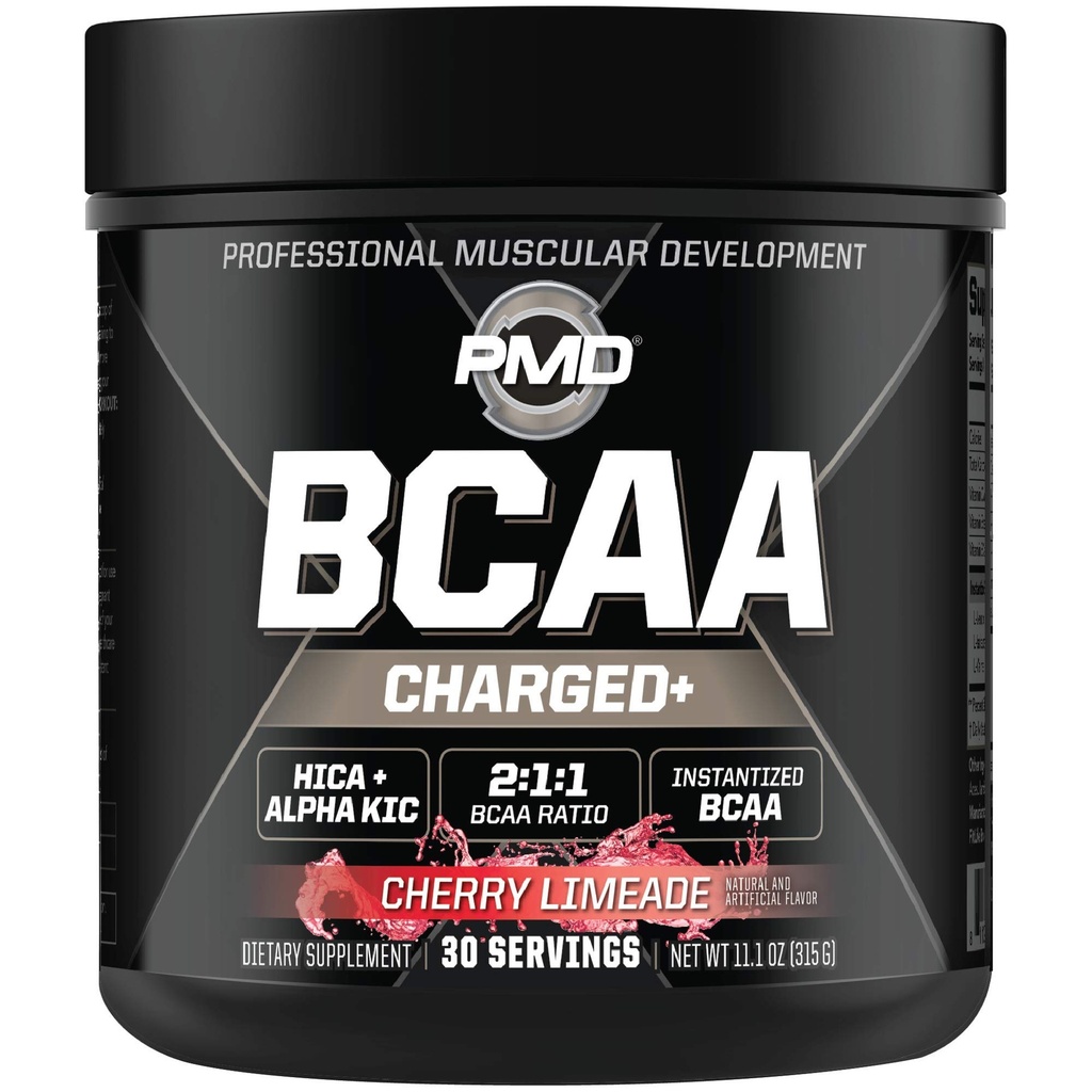 PMD Olahraga BCAA Charged Delicious Amino Acid Drink for Performance, Recovery, Endurance and Hydration - Meningkatkan Fungsi Muscle untuk Kerja dan Energi Harian - Cherry Limeade (30 Pelayan)