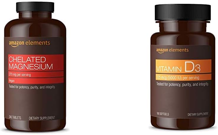Elemen yang Disalurkan Magnesium Glycinate (240 Tablet) dan Vitamin D3 (180 Softgels)