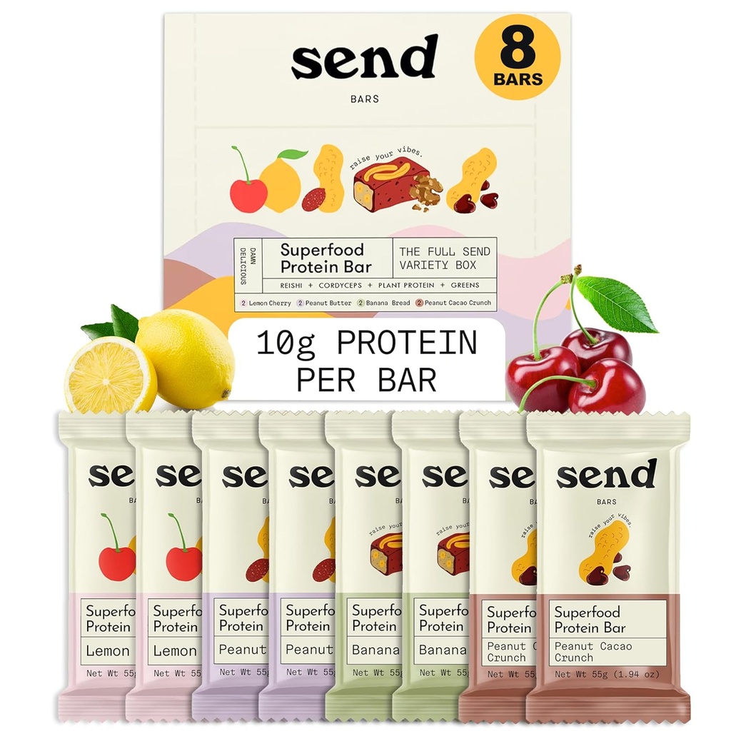 Kirim Tanaman Bars Berbasis Vegan Protein Sehat Bars, Dengan Hijau (Variety Pack, 8 Bars) - Hanya Real Ingredials, Nol Ditambahkan Gula, Gluten- Bebas, Dairy- Bebas