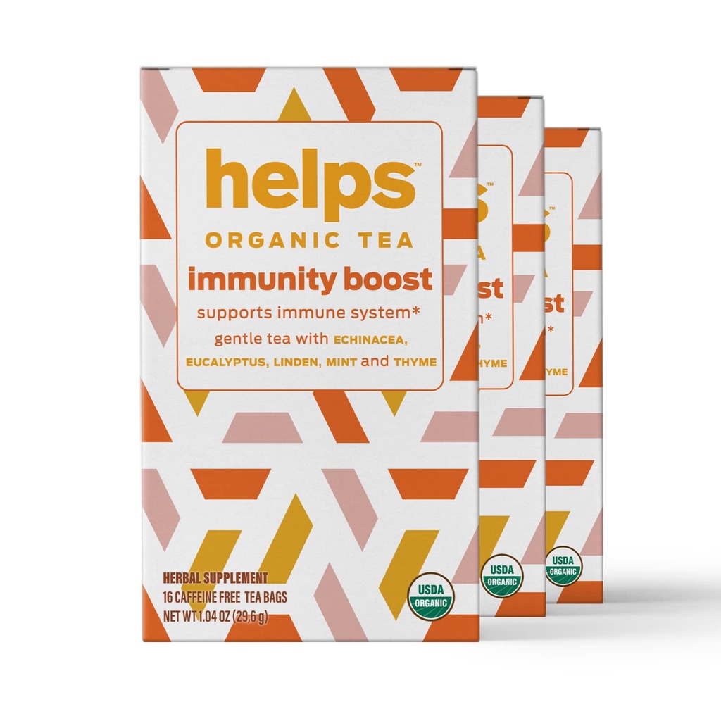 HELPS TEAS TEAS 124; Membantu kekebalan Boost Tea 126; campuran organik herbal Echinacea, Eucalyptus, Mint, Linden, Thyme dan Natural Honey Flavor. FASITATUS Respiratory Health 144; 16 Tea Bags - Paket 3: 124;