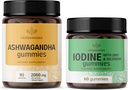 HERBAMAMA Ashwagandha dan Iodin Kit - Bundle dari 2000 mg Ashwaganda Root & Potasium Iodin, Zinc dan Selenium Gummies - Vegan, Non-GMO, Glatin- Free - 2 Pack