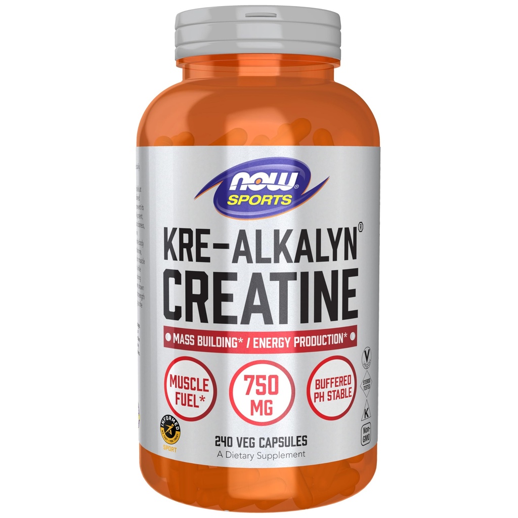 NOW Foods Sports Nutition, Kre-Alkalyn Creatine 750 mg, Mass Building * / Energy Production *, 240 Veg Capsules
