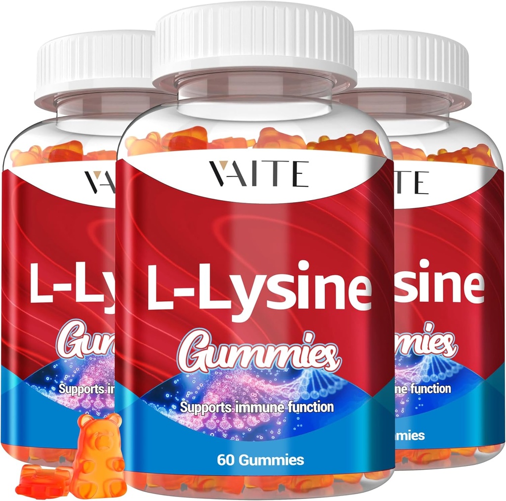 L-Lysine 1000mg Gummies - Mendukung Skin, Lip, Vegan, Gluten Free, 60 Lysine yang dikunyah untuk Dewasa, Vitamin Kesehatan & Imune System, Amino Acciin Suplemen & Suplemen Kompleks (3 Pack)