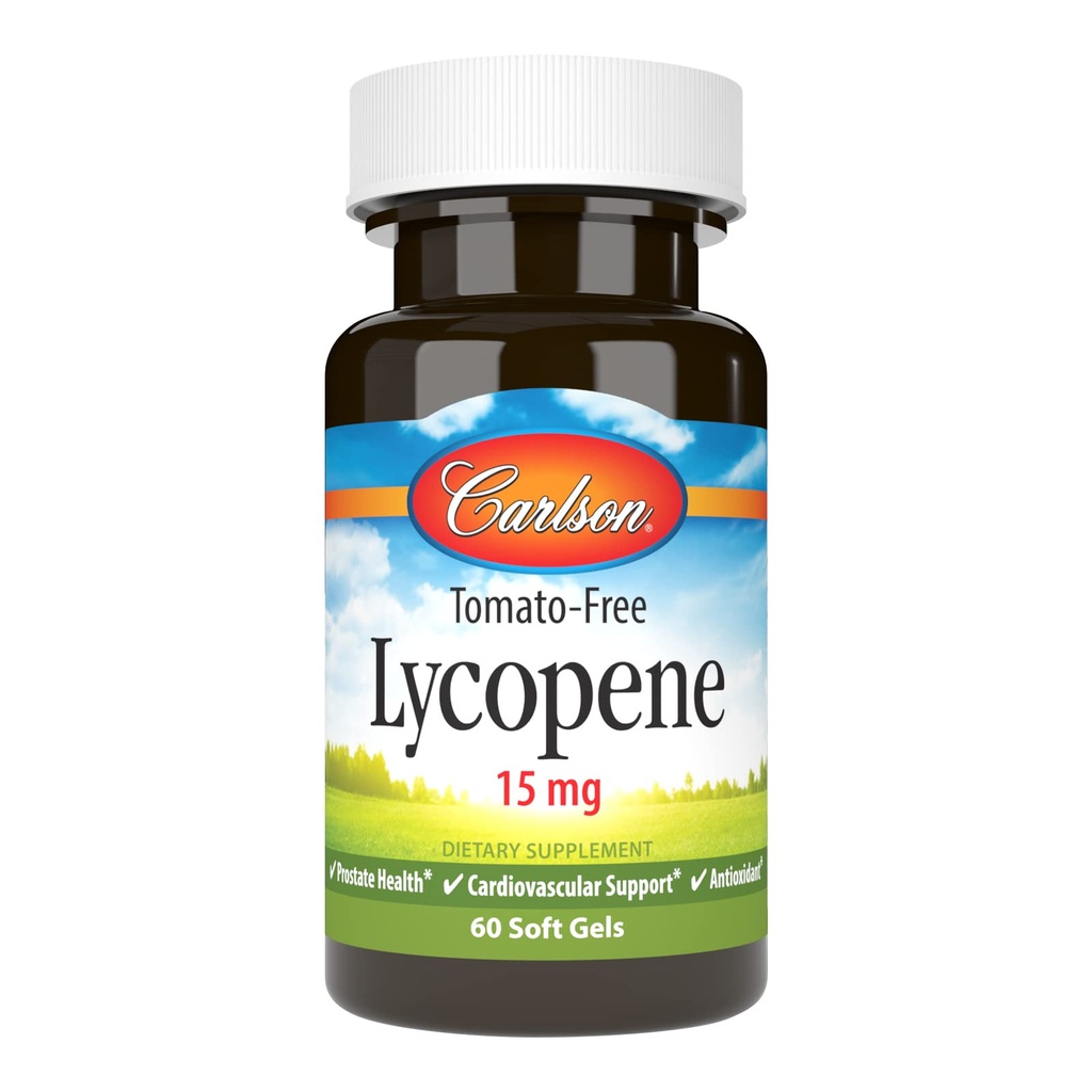 Carlson - Lycopene, 15 mg, Tomato- Free, Prostate Health & Circulation Sughness, 60 Softgels