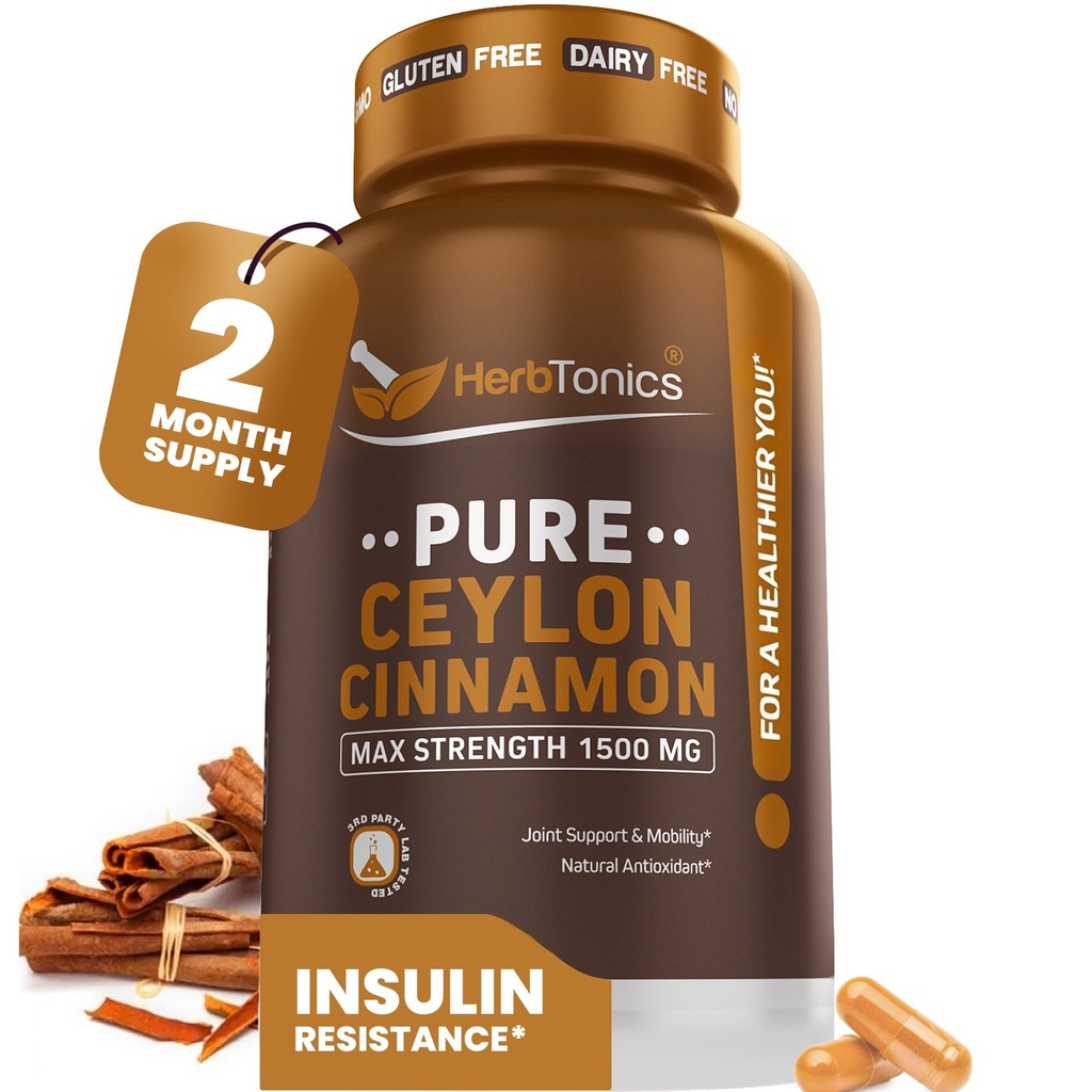Herbtonics Pure Ceylon Cinsules Capsules 126; Sistem Imune, Manajemen Berat Berat 124; Non-GMO, Gluten Free 124; 1500 Mg - 120 Capsules