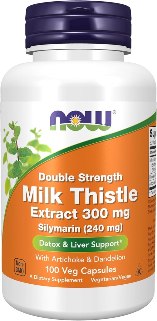 Sekarang Suplemen Makanan, Sulymarin Milk Thistle Ekstrak 300 mg dengan Artichoke dan Dandelion, Kekuatan Ganda, Mendukung Fungsi Hati *, 100 Veg Capsules