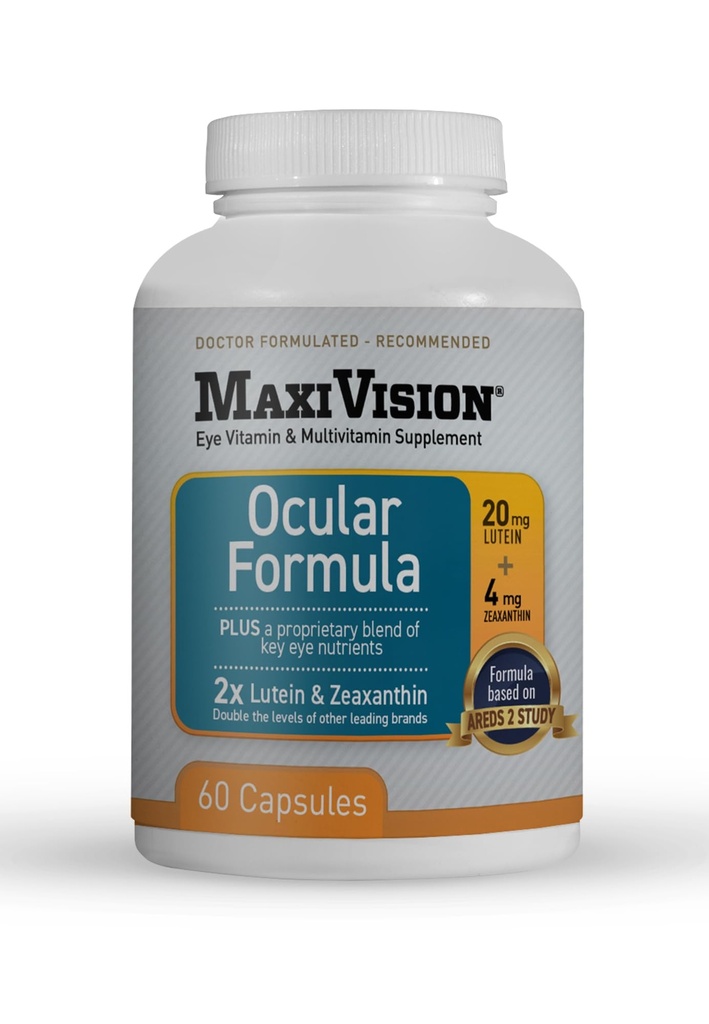 MaximVision Del Ocular Formula - AREDS2 - Eye Vitamin & Multivitamin - Lutein dan Dalxanthin - 1 Bottle (60 Capsules)