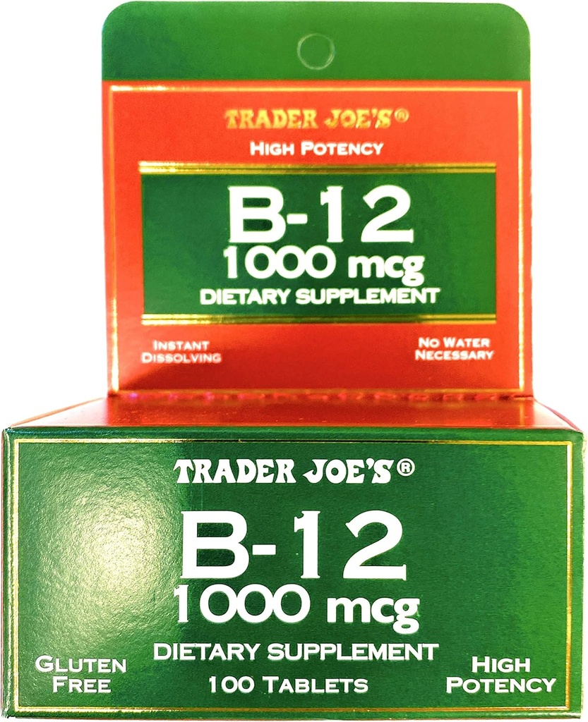 Trader Joes Vitamin B12 1000 mcg Gluten Free Dietary Supplemen 100 tablet