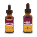 Herb Pharm Ashwagandha & Rhodiola Root Extracts for Energy, Vitalitas, Endurance & Stamina, Alcohol- Free Glycerite & Organic Cane Alkohol, 1 Oz Masing-masing