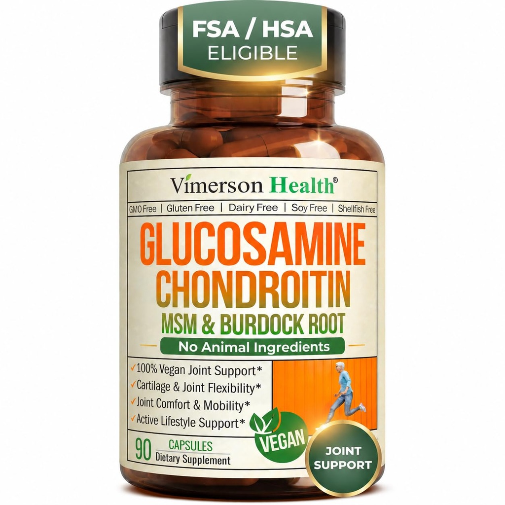 Glucosamin Chondroitin MSM - Bersama Suplemen Dukungan untuk Perempuan dan Pria dengan Glucosamin Sulfate 1500 mg, Chondroitin dan MSM - untuk Kartilage, Kesehatan Gabungan dan Fleksibilitas - 90 Capsules, Vegan