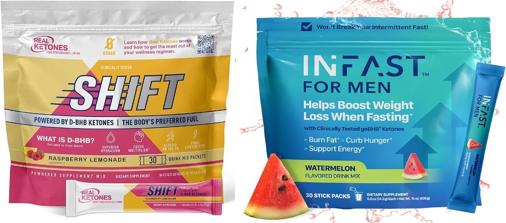 The Real Ketones Disuntikkan Fisting Mix Bundle for Wheight Loss Duck Raspberry Lemon Shift Electrolite & Intermittent Fasting Electrolites for Men with BHB Exotious Ketones (30 Count Masing-masing)