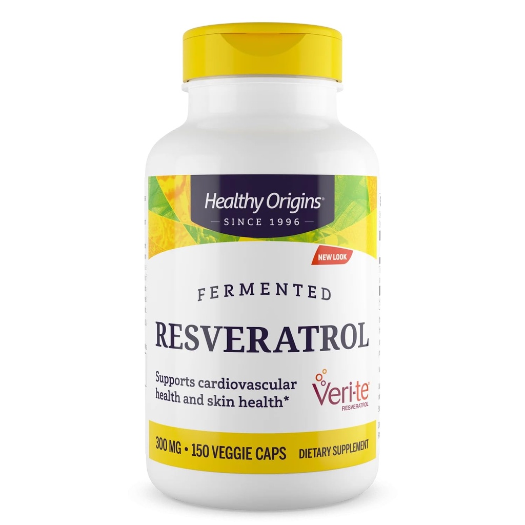Heashy Origins Fermentasi Resveratrol (Non- GMO, 98% Trans- Resveratrol, Eropa Sourced) 300 mg, 150 Veggie Caps