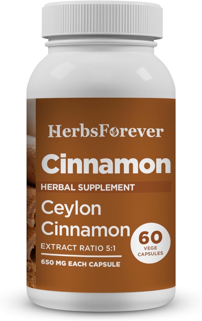 Herbsforever Ceylon Cinnamon Capsules Overall Wellness Support High Potency 800 Mg Ekstrak 60 Vege Capsules