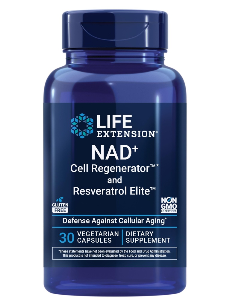 Life Extension NAD + Cell Regenerator ™ dan Resveratrol Elite ™ *, nikocinamide riboside, Trans- resveratrol, quercetin, Heart Health, Healthy Aging, Vegetarian, NON-GMO, Gluten Free, 30 Capsules