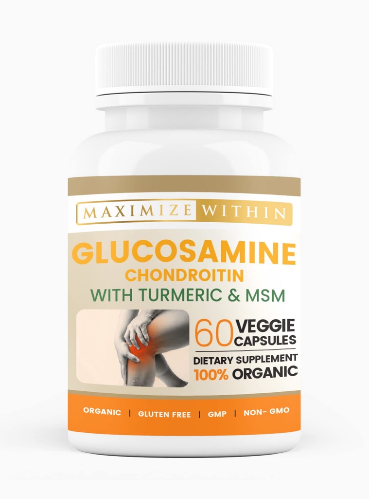 Glucosamin Chondroitin dengan Turmeric & MSM - Mobility & Flexibility Dukungan - 60 Veggie Capsules