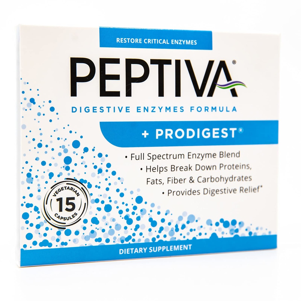 Suplemen Enzyme Peptiva + ProDigest - Membantu Bloating, Gas, Sembelit - 15 Count