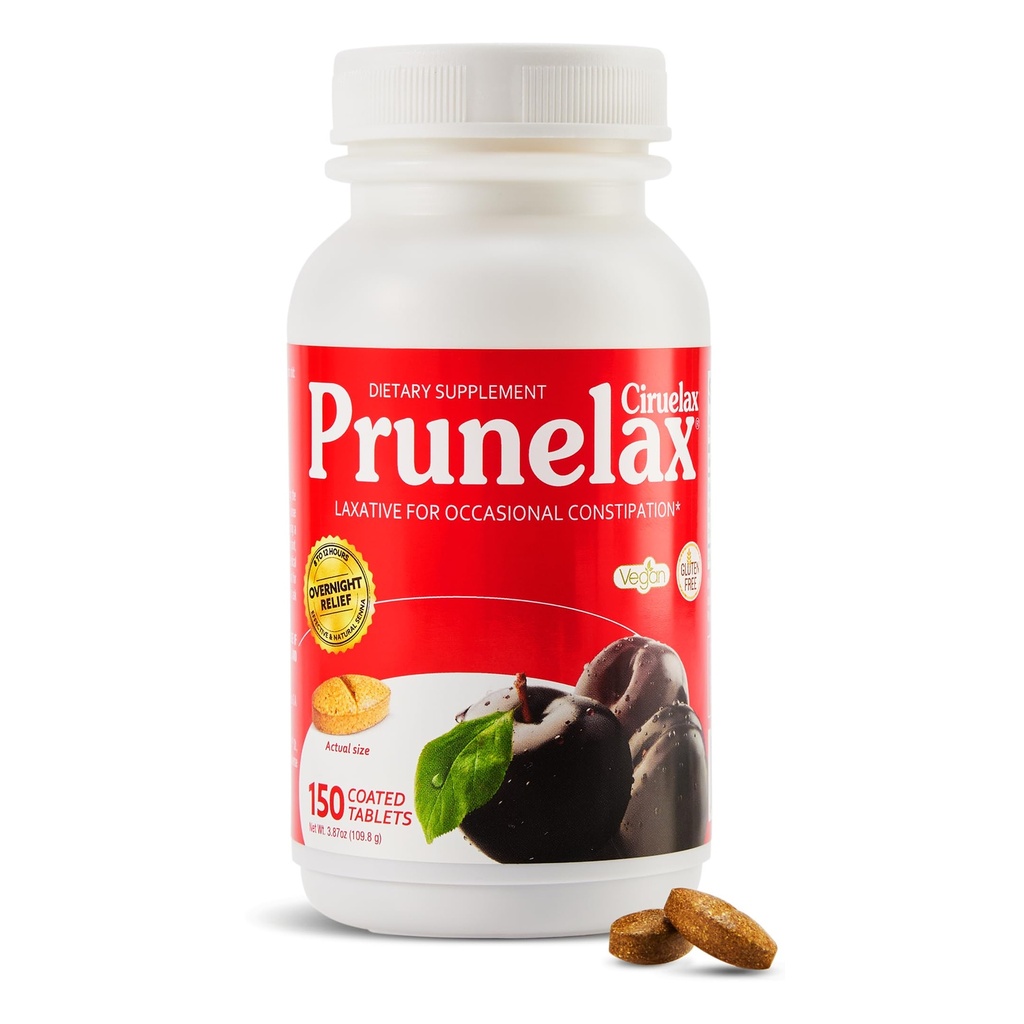 Prunelax Ciruelax Reguler Power Laxative Tablet - Ingredien Based Laxative for Occasional Constipation, Predictable Overnight Relief with Senna Leaf Extracts, 8- 12 Hr Fact - 150ct