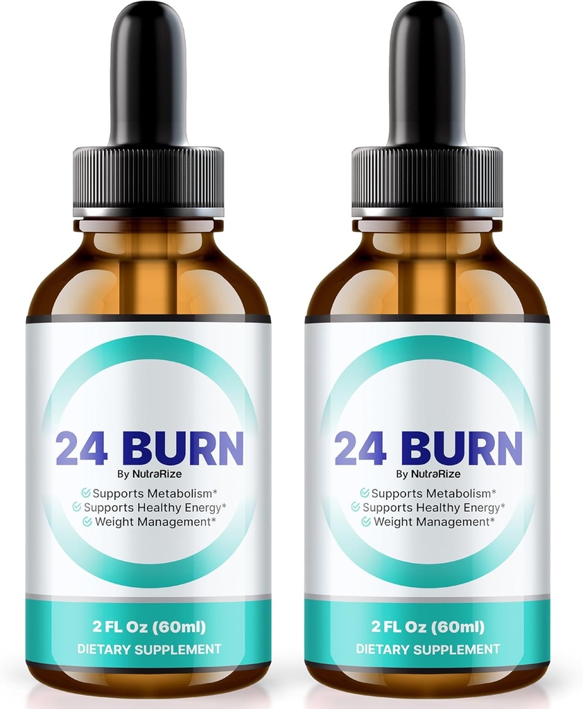 NutraRize (Pack of 2 24 Burn Drops, All- Natural 24Burn Liquid Suplemen, Formula Nutrational Resmi untuk Mendukung Gaya Hidup Sehat dan Aktif, Gotas Review (60 Pelayan)